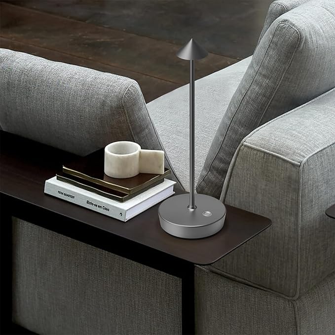 Set of 2 Rechargeable Cordless Table Lamp,6000mAh LED Battery Operated Desk Lamp Touch 3 Color Dimming Portable Outdoor Waterproof Table Light for Patio/Restaurant/Dining/Home (Grey)