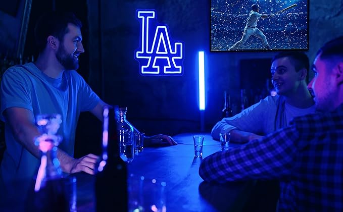LA Baseball Neon Sign, Los Angeles Cool Light Up Dimmable LA Baseball Team Logo Hanging Led Neon Sign for Wall Decor, Bedroom, Party, Man Cave, Garage, Birthday Christmas Gift for Baseball Fans