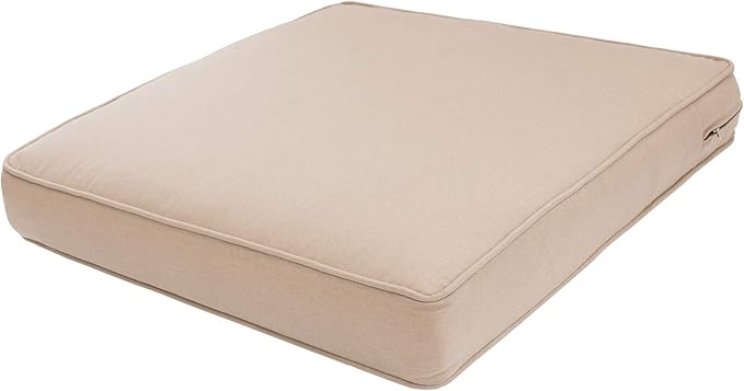 QILLOWAY Outdoor/Indoor Deep Seat Cushions for Patio Furniture, Lawn Chair Cushion 24 x 24 inch 1 Set, All Weather (Sand/Beige/Camel)