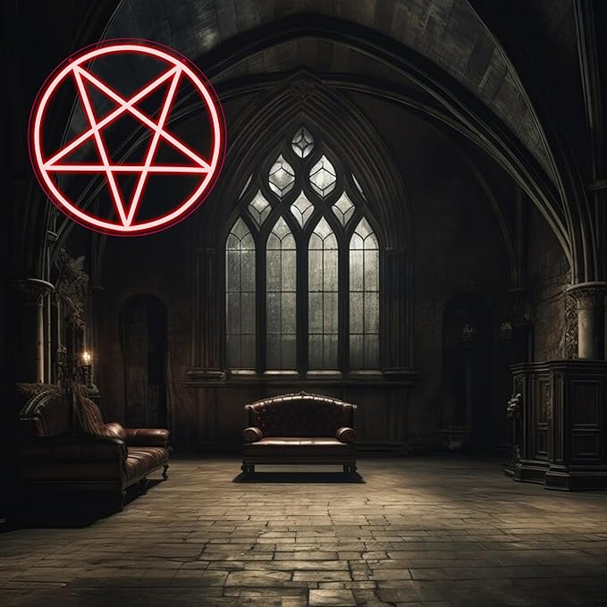 Satanic Pentagram Neon Sign, Dimmable LED Gothic Pentagram Neon Light, USB Powered for Home Bedroom Dorm College Party Christmas Gifts(13 * 13in)