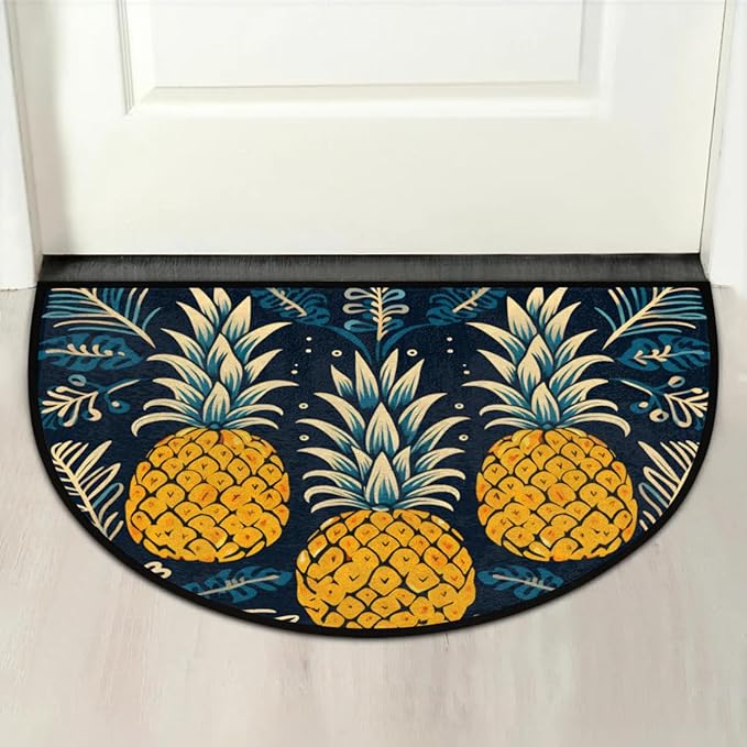 Vintage Half Circle Doormat Pineapple Pattern Floor Mat Living Room Decorative Carpet Autumn Non-Slip Mat Kitchen Decorative Floor Mat