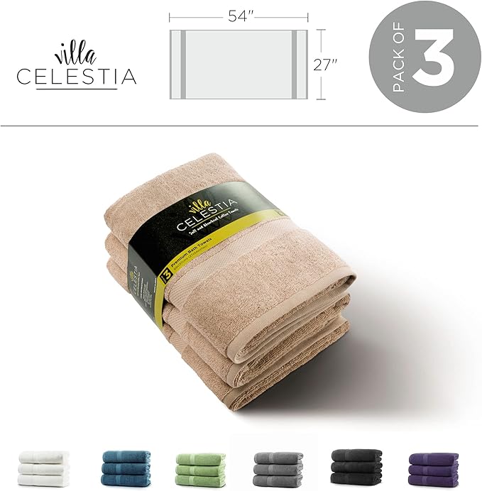 Luxury Bath Towels, 700 GSM Premium Beige Bath Towels, Quick Dry Beige Towels Bathroom, Soft Bath Towels Body Towels Beige Towel Set for Bathroom 27x54 Inches, Beige Towels Set of 3