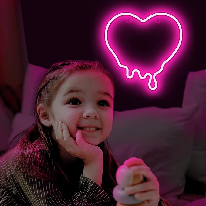 Lumoonosity Heart Neon Sign - Melt Heart Light - Pink, 8.7 x 8.7-inch LED Sign with On/Off Switch