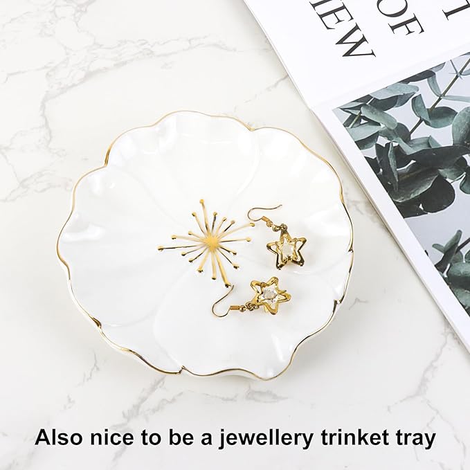 Elegant Bathroom Soap Dish, Inspired by Nature Hibiscus Flower, Ceramic Soap Dish Holder, Self-Draining and Multiple Styles for Bathroom Kitchen Accessories