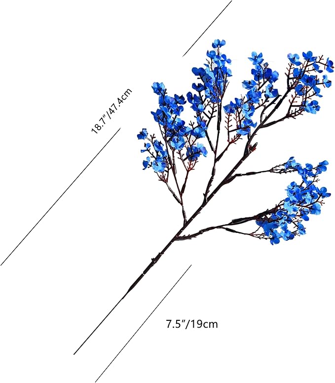 Mandy's Royal Blue Artificial Baby’s Breath Flowers 15 Bundles Silk Gypsophila with Bendable Stems for Fall Centerpiece Wedding Decor and Table Arrangements