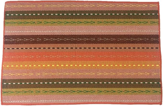 WAZAIGUR Hand Woven with 100% Cotton Placemats Colorful Placemats Braided Ribbed Durable Heat-Insulation Table Mats Set of 6,Orange