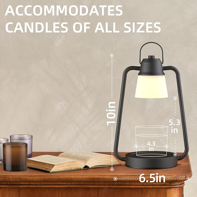 MAOYUE Candle Warmer Lamp Dimmable Timer, Electric Wax Warmer Lamp for Jar Candles, Vintage Candle Lamp Warmer with 2 Bulbs, House Warming Gifts New Home Decor, Birthday Gifts for Women Mom Black
