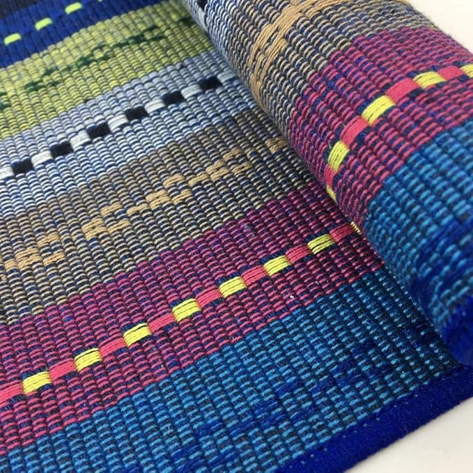 WAZAIGUR Hand Woven with 100% Cotton Placemats Colorful Placemats Braided Ribbed Durable Heat-Insulation Table Mats Set of 8,Blue