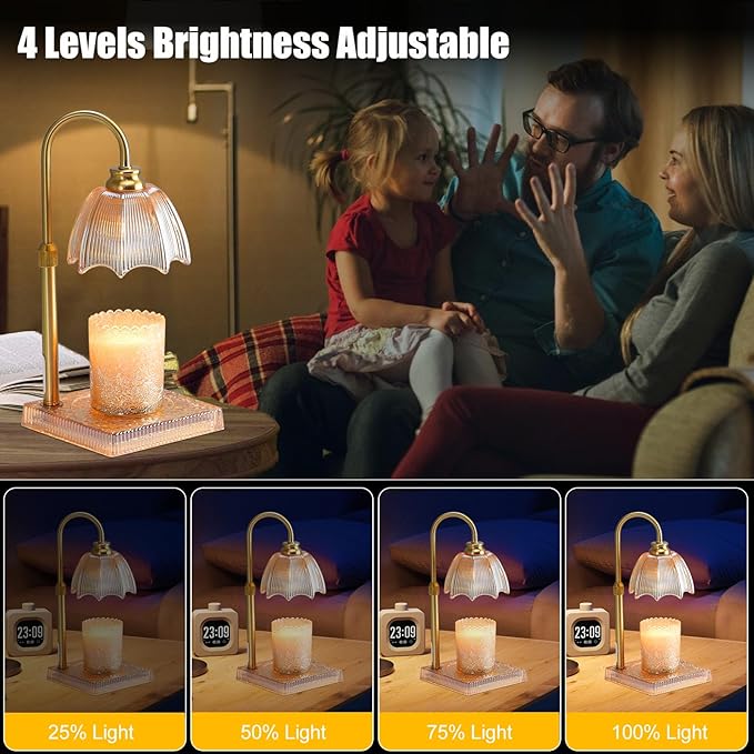 Candle Warmer Lamp with Timer - Electric Candle Wax Melt Warmer with Adjustable Height and Dimmer for Scented Candle Wax, Homer Décor and House Warming Birthday Gifts for Women Mom