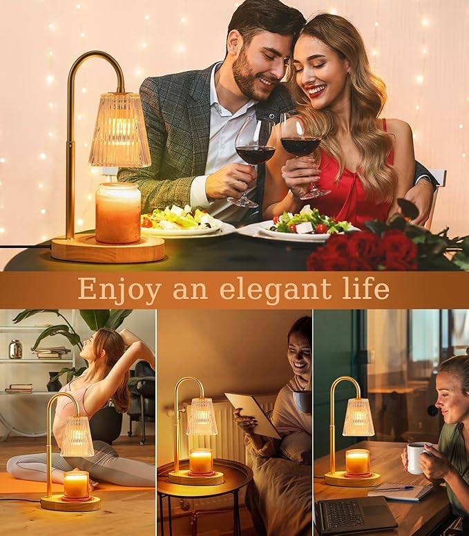 Candle Warmer Lamp with Timer Dimmer Vintage Electric Wax Warmer Home Decor for No Flame Scented Warming Adjustable Height