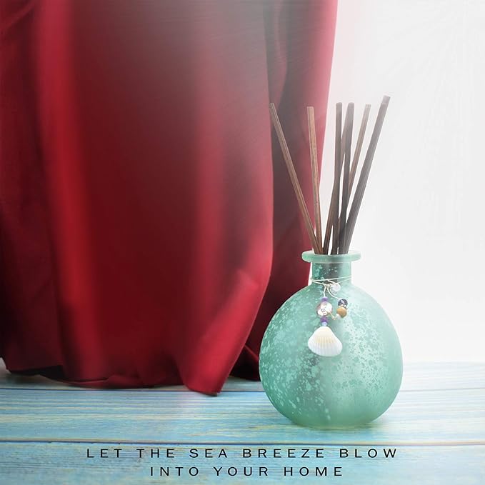 Reed Diffuser, Onesky Ocean Mist Home Fragrance Gift Set for Home Bathroom Office Elegant Decorations, Aromatherapy Oil Refill -3.4 fl oz Essential Oil&8 Reed Sticks&Blue Snowflake Round Bottle