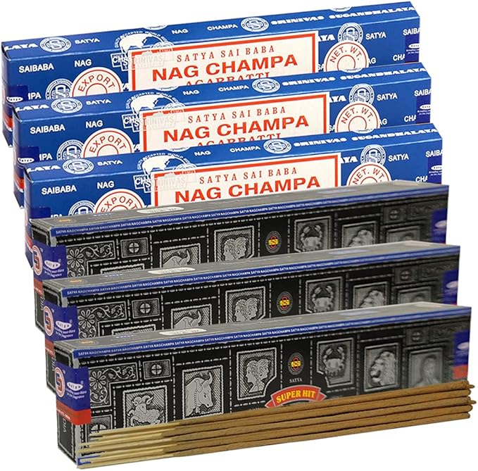 Nag Champa Super Hit Incense Sticks & Holder Bundle Variety Pack from House of Satya Incense Sticks and Trumiri