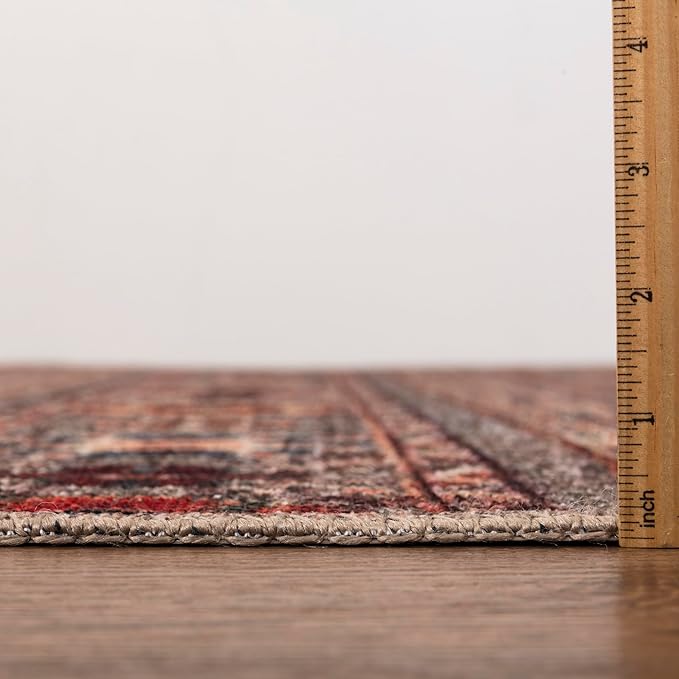 Keen Home Design 5x7 Rug - Machine Washable Area Rug with Non-Slip Backing, Ideal for Living Room, Dining Room, Bedroom - Vintage, Easy Clean, Durable, Low Pile Rug - (5' x 7')