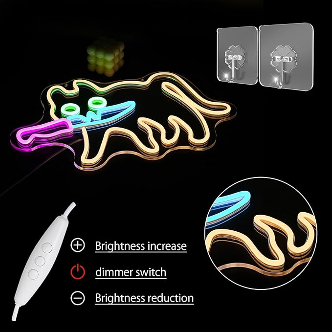 Cat Neon Sign for Wall Decor Knife Neon Light Cautiously Cat LED Neon Sign White LED Neon Light for Bedroom Zoo Cat Cafe Cat House Store Home Men Cave Home Bar Decoration(16.9"*12.4")