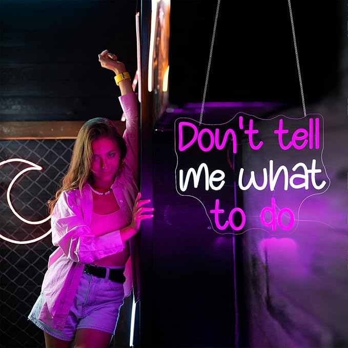 Don't Tell Me What to Do Neon Sign, Neon Signs for Wall Decor Neon LED Signs Room Neon Light Up Signs Home Decor