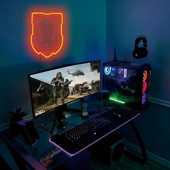 Shooting Gameing Neon Signs Call Neon Duty Lights for Men Cave Wall Decor,Dimmable War Game LED Neon Signs for Bedroom, Game Room Decor,Birthday Bar Pub Teen Boy Gifts