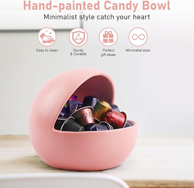 Decorative Pink Candy Bowl For Kitchen Counter Key Bowl For Entryway Table Resin Multifunctional Modern Dish