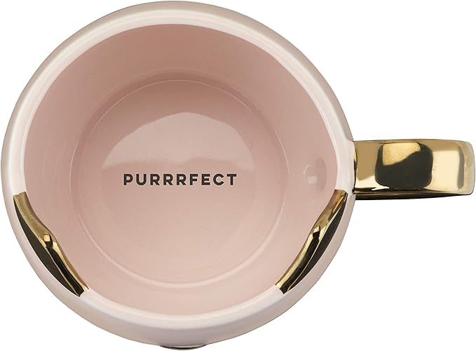 Pinky Up Chloe Cat Ceramic Coffee Mug, Tea Cups, Travel Mugs for Cappuccino, Latte, Hot Chocolate, Milk, Herbal Teas, 12 oz, Set of 1, Pink