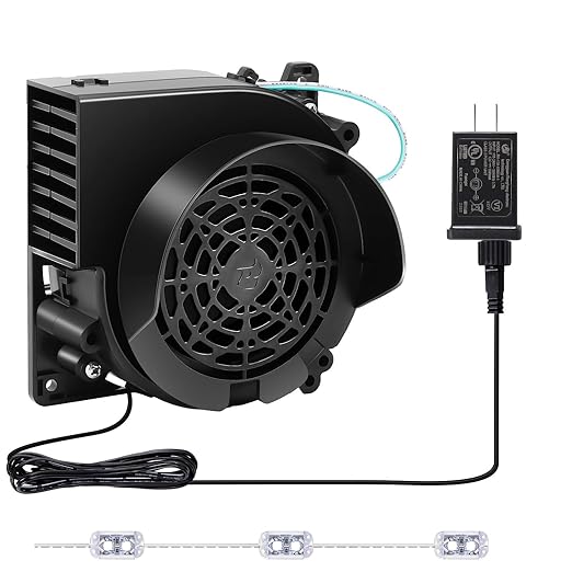 Inflatable Fan Replacement, 3100RPM Air Blower 12V 1A Blow up Fan for Halloween Christmas Inflatables with 3-LED Light Strings for Thanksgiving Indoor Outdoor Holiday Inflatables Decor