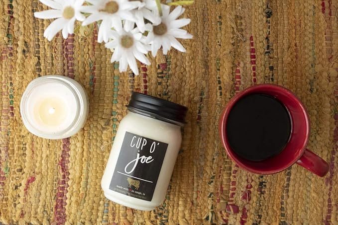 Milkhouse Candle Company - Cup O' Joe - 13oz Beeswax and Soy Candles - Farmhouse Collection - 100% Natural, Paraffin Free, with Premium Fragrance Oil, Glass Jars with Lids