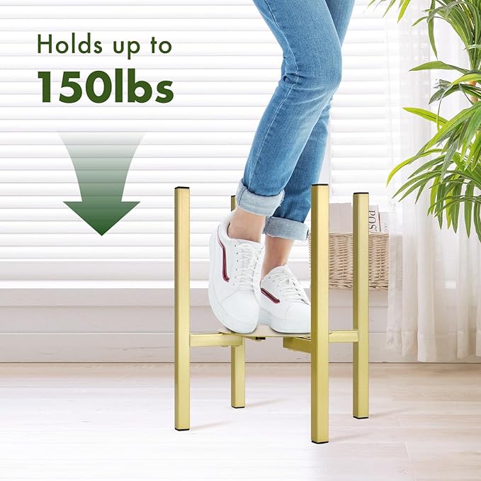 Oroonoko Adjustable Metal Plant Stand, 2 Pack Large Potted Plant Pot Holder with Adjustable Width Fits 8-12inch Mid Century Expandable Pot Indoor Dispaly (2 Pack)