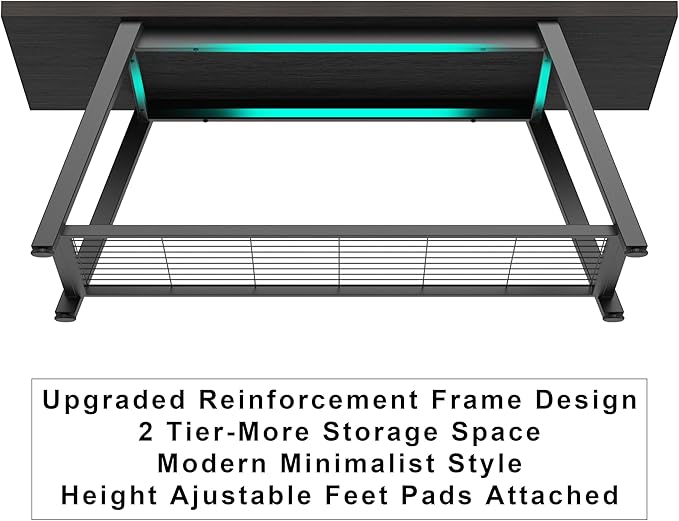 Tohomeor 2-Tier Industrial Coffee Table Mnimalist Vintage Farmhouse Wooden and Metal Living Room Coffee Table with Storage Shelf Accent Furniture (Charcoal Black)