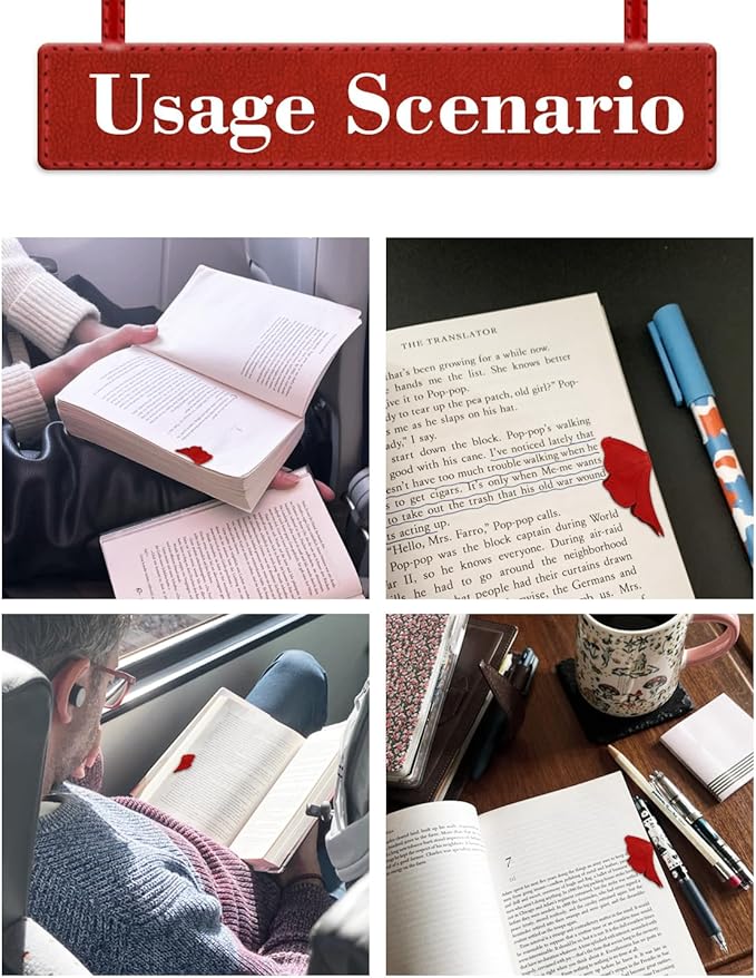 Leather Magnetic Bookmark – 1 Pcs Bow Tie Design, Red Magnet Bookmark Clip, Perfect Gift for Women, Kids, and Reading Lovers, Teacher Gift for School, Office, Home Supplies