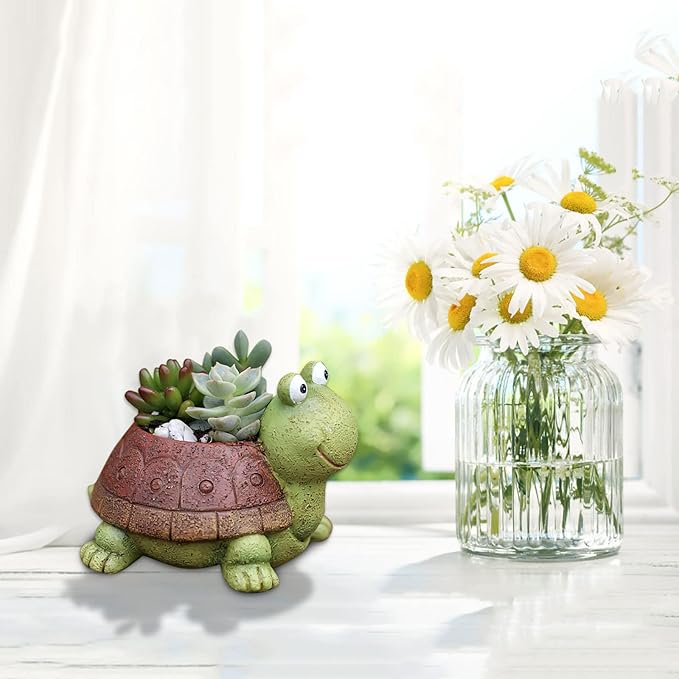 awcnilacav Tortoise Plant Pot Silicone Mold for Succulent Resin Animal Plant Flower Pot Mould Turtle Garden Figurines Outdoor Decor succulent planter mold silicone