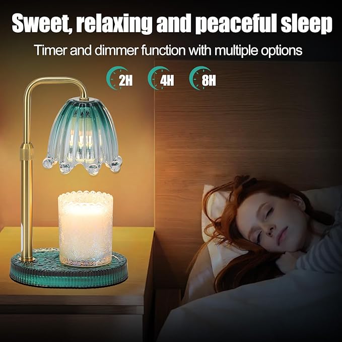 Candle Warmer Lamp with Timer - Electric Wax Melt Warmer with Adjustable Height and Dimmer for Scented Candle Wax, Home Fragrance Décor and House Warming Birthday Gifts for Women Mom