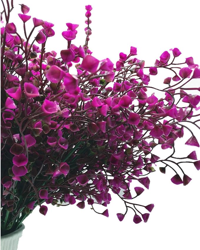 CATTREE Artificial Shrubs Bushes, Plastic Fake Green Plants for Wedding Indoor Decor Home Garden Verandah Kitchen Office Table Centerpieces Arrangements Christmas Decoration Fuchsia 4 pcs