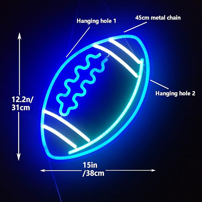 Ajoyferris Blue Football Neon Sign for Wall Decor - Bedroom, Kids Room, Game Room, Party, Christmas Gifts