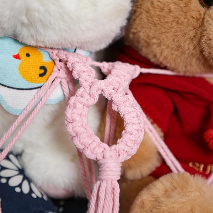 Stuffed Animal Soarage Hammock Macrame Toy Display Plush Toy Holder Ceiling Hanging Net for Stuffed Animal Storage -Light Pink, Small