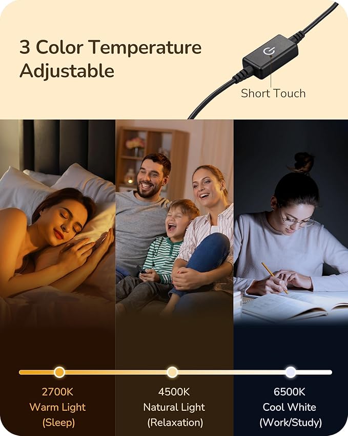 EDISHINE Upgraded LED Table Lamp, Stepless Dimmable Bedside Lamp with 3 Color Temperature, Modern Nightstand Lamp, Desk Lamps for Bedroom, Living Room, Corner, Gift, Metal Finish, Gold, 6W