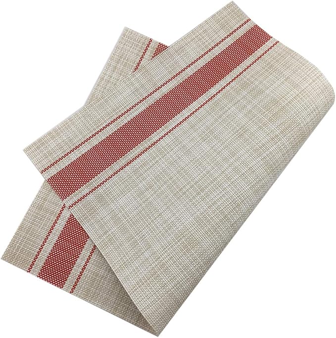 Gugrida Luxury Red Placemats Set of 6 Crossweave Woven Vinyl Placemat for Dining Table Kitchen Table Mats