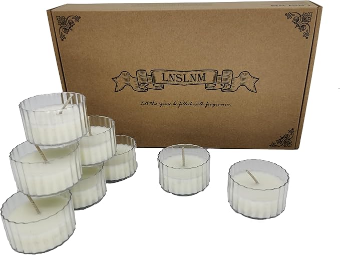 Scented Candle Set|Translucent Cup Candle Set, Home Scented Candles, Table Settings, Holiday Gifts - 8 Count Translucent Cup Candle Gift Soy Candle, Lavender Wood Scent