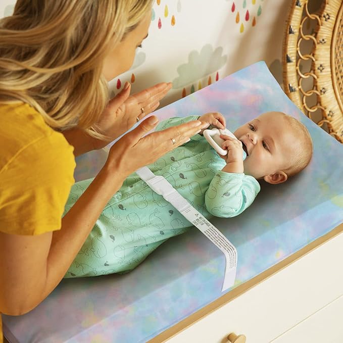 TotAha Premium Stretchy Changing Pad Covers (2-Pack)-Hypoallergenic, Silky Comfort, Buttery Soft, Calming Effect, All-Season Jersey-Knit 32 X 16 X 5''(Rainbow & Tie dye)