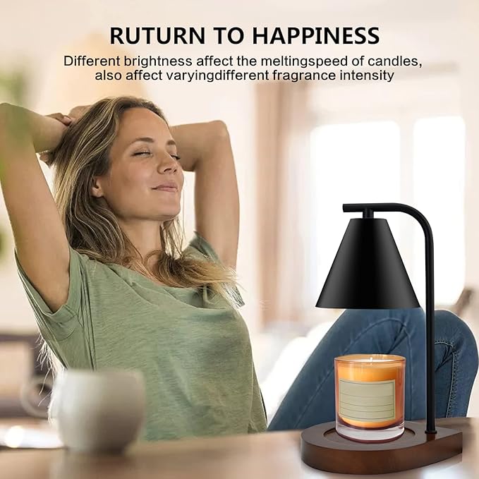 SOKCVSEA Candle Warmer Lamp - Candle Warmer with Dimmable, Birthday Gifts for Women Mom Gifts, House Warming Gifts New Home Decor, Wax Melt with 2 Bulbs Black