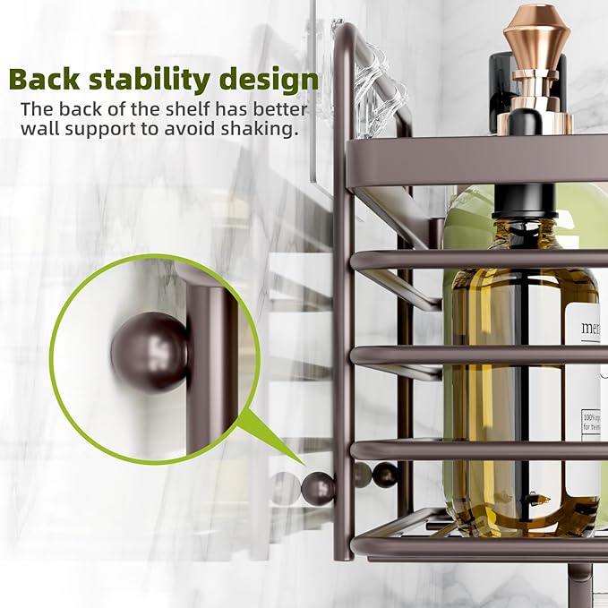 Yougai Shower Caddy 3 Pack, No drilling Stainless Steel Hanging Shower Organizer Set, Strong Adhesive Shower Organizer for Bathroom Storage, Waterproof & Large Bearing Weight Organizer Shelf