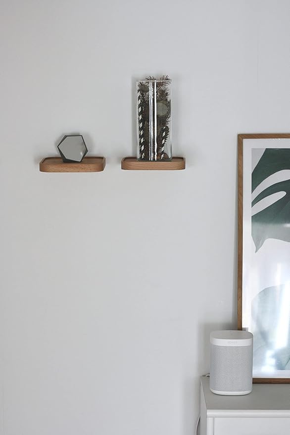 Raft Floating Shelf Wood Round Wall Mounted Showcase Wall Shelf Hanging Planter Storage Wooden Shelf for Plants Photo Candle Invisible Wall Decoration Design Set of 2 (Square 7.09 inch)