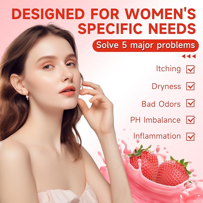 3 PCS Yoni Soap Bar, Organic Yoni Bar Soap Yoni Wash Feminine Wash for Women Ph Balance, Natural Deodorant Vaginal Body Bath Soap Body Wash Strawberry Handmade feminine soap