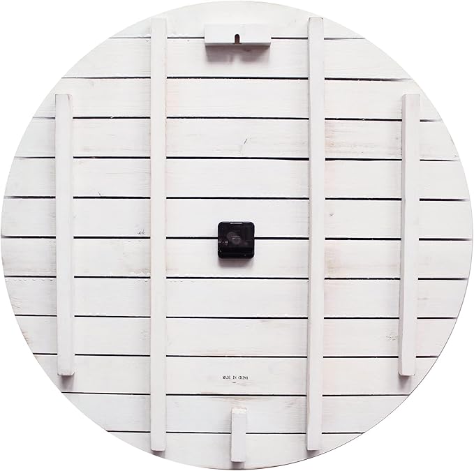 FirsTime and Co. Farmhouse Shiplap Wall Clock, American Crafted, White, Wood, 29 x 2 x 29 in White