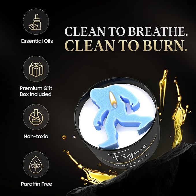 All Natural Aromatherapy Candle for Women & Men | Camping Candle | Repel Mosquitos | Beeswax & Organic Soy Wax Blend | Essential Oils | 100% Beeswax Wick | Premium Gift Box | Sasquatch Eucalyptus