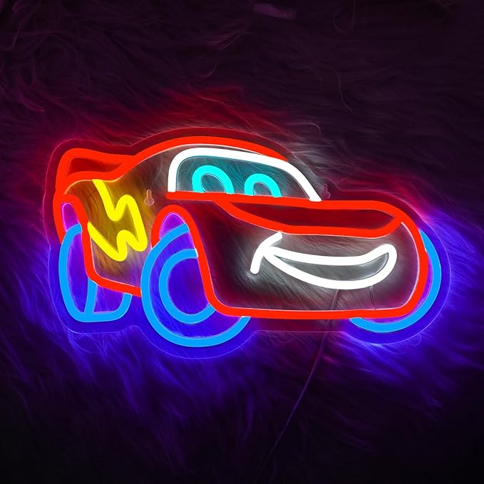 Sports Car Neon Sign, Racing Car LED Sign, 14.6x8.3x0.6 inches, Acrylic Neon Wall Sign for Man Cave, Garage, Party Decoration