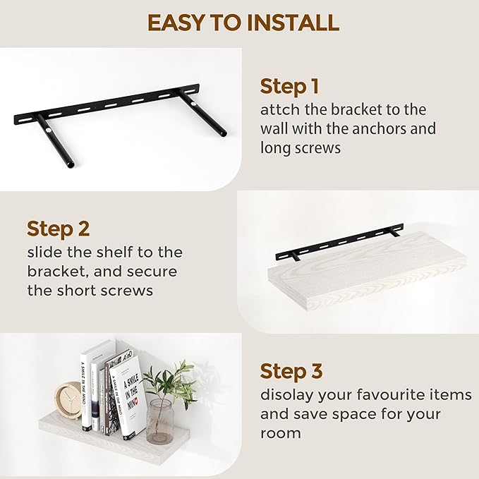 Brich Floating Shelves 72 Inch Long, 9.3" Deep Shelves Wall Mounted, 72"x9.3" Fireplace Mantel, Deep Storage Shelves for Home & Office, Rustic Large TV Stand - 9.3" D x 72" W x 1.5" H, 1 Pack