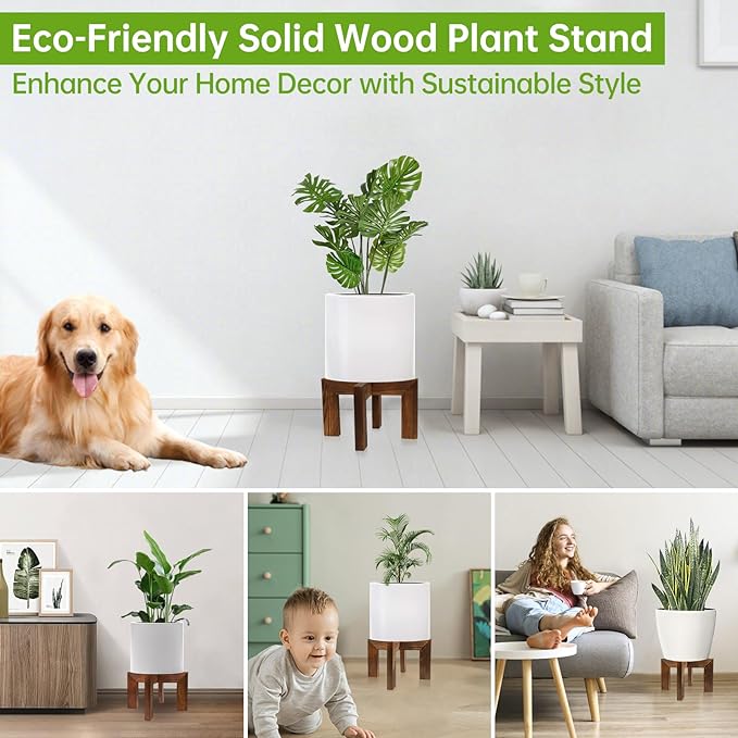 4 Pack Wood Plant Stand Indoor Holders for Plants, Sturdy Flower Pot Stands Plants Shelf, Wooden Stool for Patio Plant Stand, Fit 5-18 Inch Variety Flower Pots, Easily Assemble