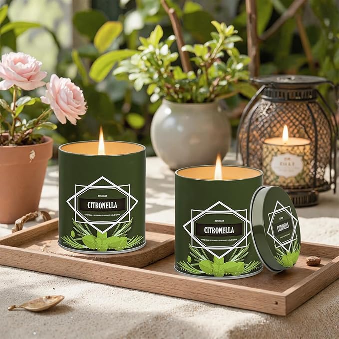 Citronella Candles Outdoor, 6-Pack Citronella Candles for Outside Patio, Camping & Garden, Summer Gifts for Indoor Home Scented, 50-Hour Burn Time, 9 Ounce Each