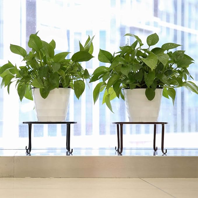 Metal Potted Plant Stands, 3 Pack 9" Heavy Duty Rustproof Iron Round Flower Pot Stands, Indoor Outdoor Plant Holder Support Rack for Planter Flowerpot Patio Garden - Black