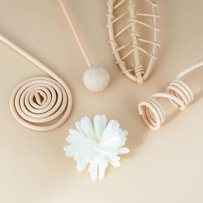 Reed Diffuser Stick,WUTAOBON 12Pcs 10Inch Natural Rattan Flower Reed Fragrance Diffuser Set, Fragrance Diffuser Replacement Rattan Sticks Home Decor (Primary Color)