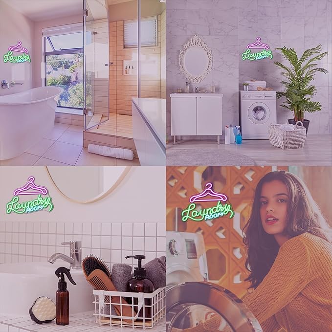 Laundry Room Neon Sign Wall Decor, Neon Sign Light for Wall, Neon Wall Decor, Led Neon Sign Wall, Neon Sign Wall for Home Laundromat Wash Room Shower Room Decor Gift
