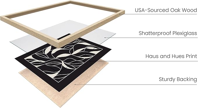 HAUS AND HUES Abstract Art Wall Decor - Set of 6 Modern Art Gallery Display, Abstract Minimalist Wall Art, Mid Century Modern Artwork, Modern Art Wall Decor Neutral Art (Beige Frame, 16x20)